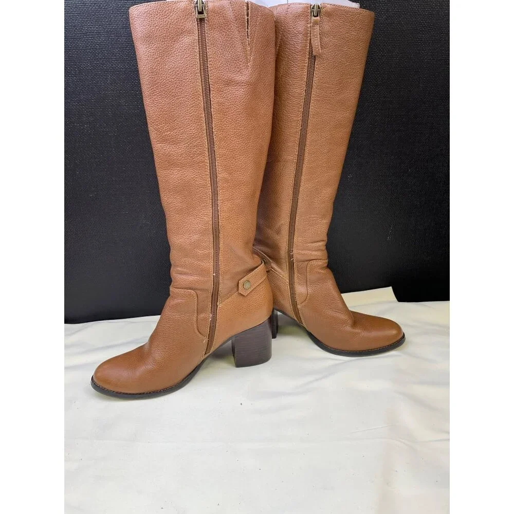 Franco Sarto Womens Brown Pebbled Leather Heeled Boots Size 8M SKU 6723 - Picture 3 of 9